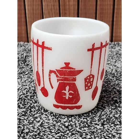 Hazel Atlas Milk Glass  Dutch Treat Coffee Mug Vintage - Picture 1 of 7
